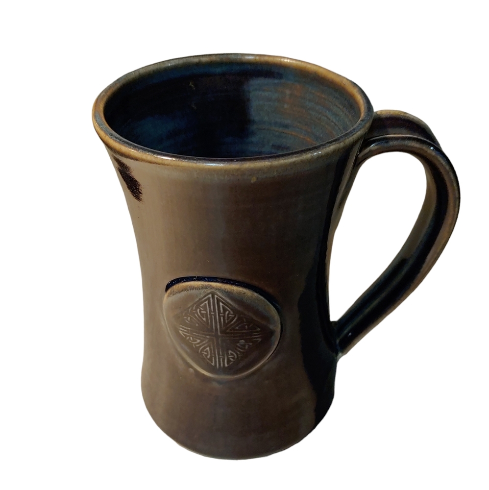 Navy Blue Ceramic Beer Stein with Celtic Design - 22 oz
